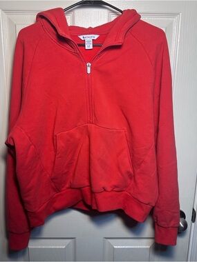 Women’s Athleta Red Half-Zip Hooded Sweatshirt, size L/T